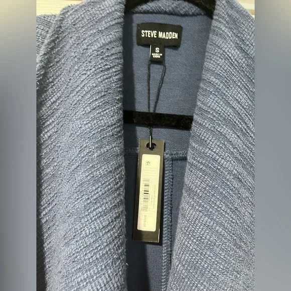 Steve Madden Slub Knit Blue Draped Cardigan - Picture 5 of 5